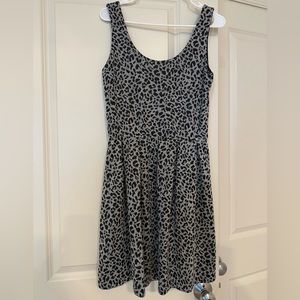 Black and grey leopard print knee length dress